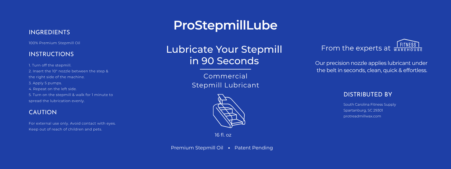 Pro Stepmill Lube 16oz. Commercial Size (3 year supply when used quarterly)